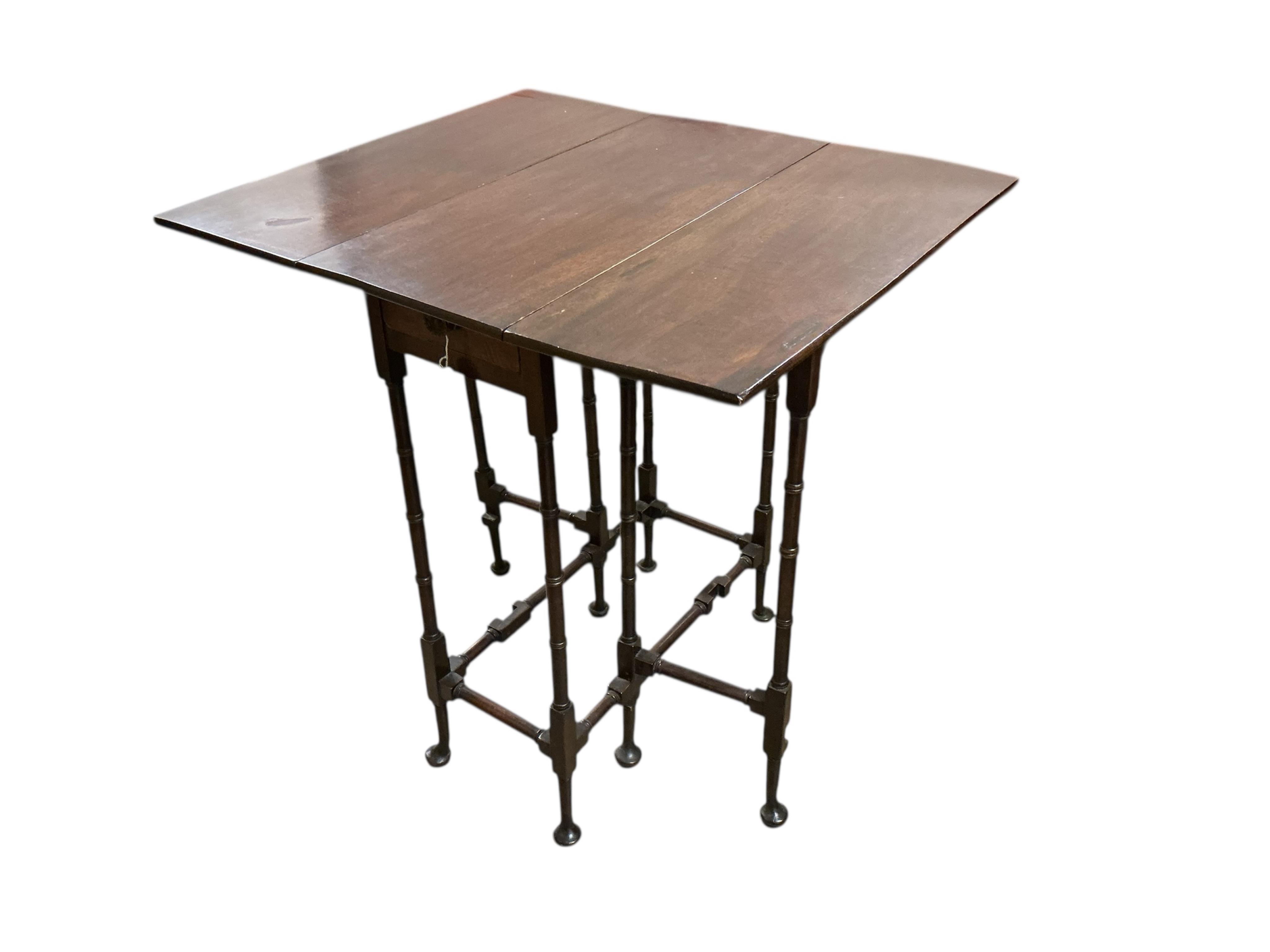 An 18th century style mahogany spider leg table, width 60cm, depth 28cm, height 71cm